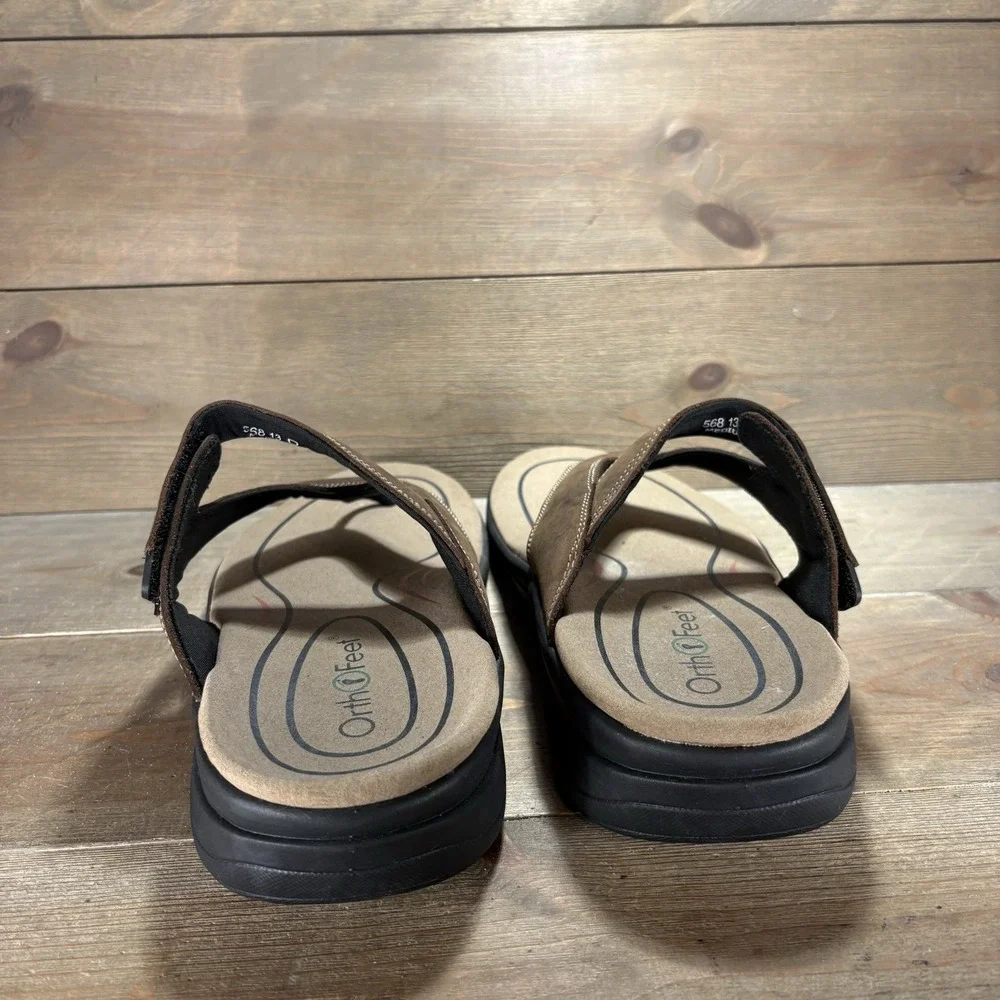 orthofeet el dorado mens size 13 shoes brown leather thong comfort sandals
